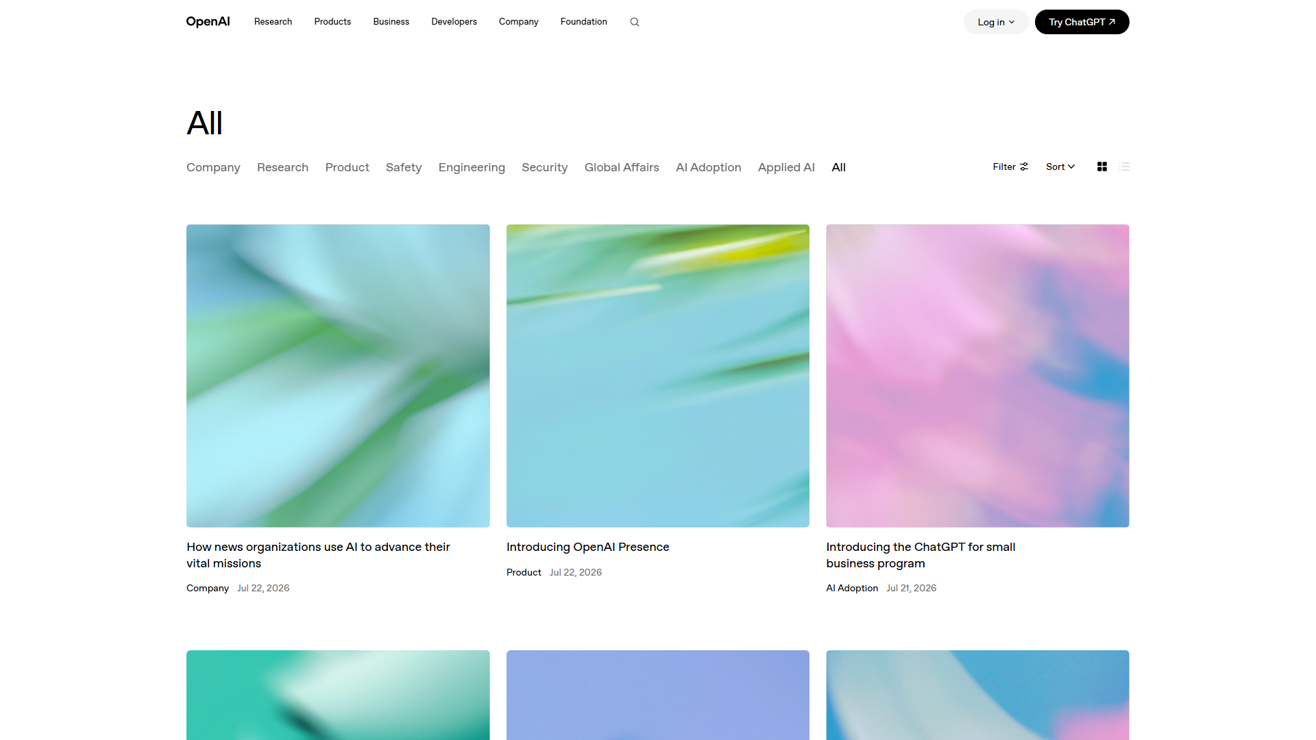 Blog Page Screenshot