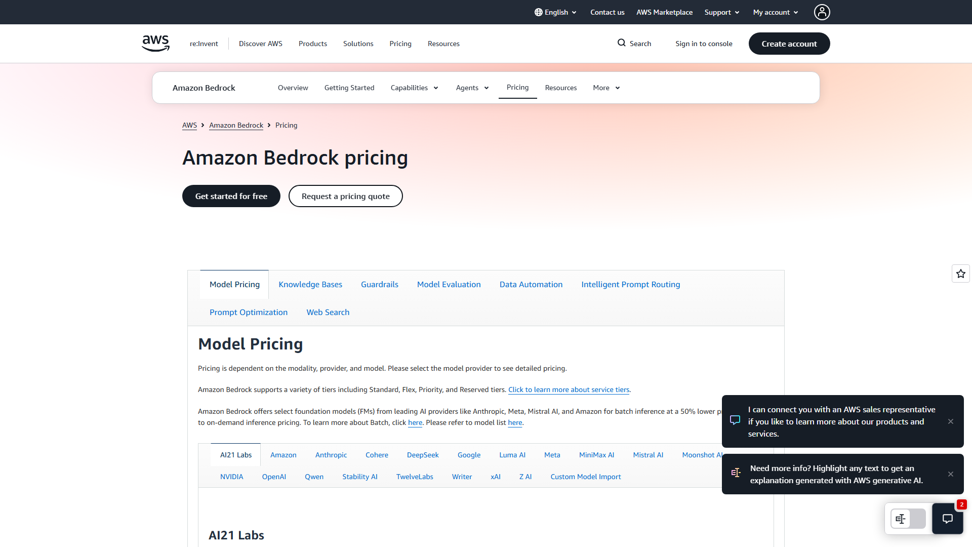 Pricing Plans Screenshot