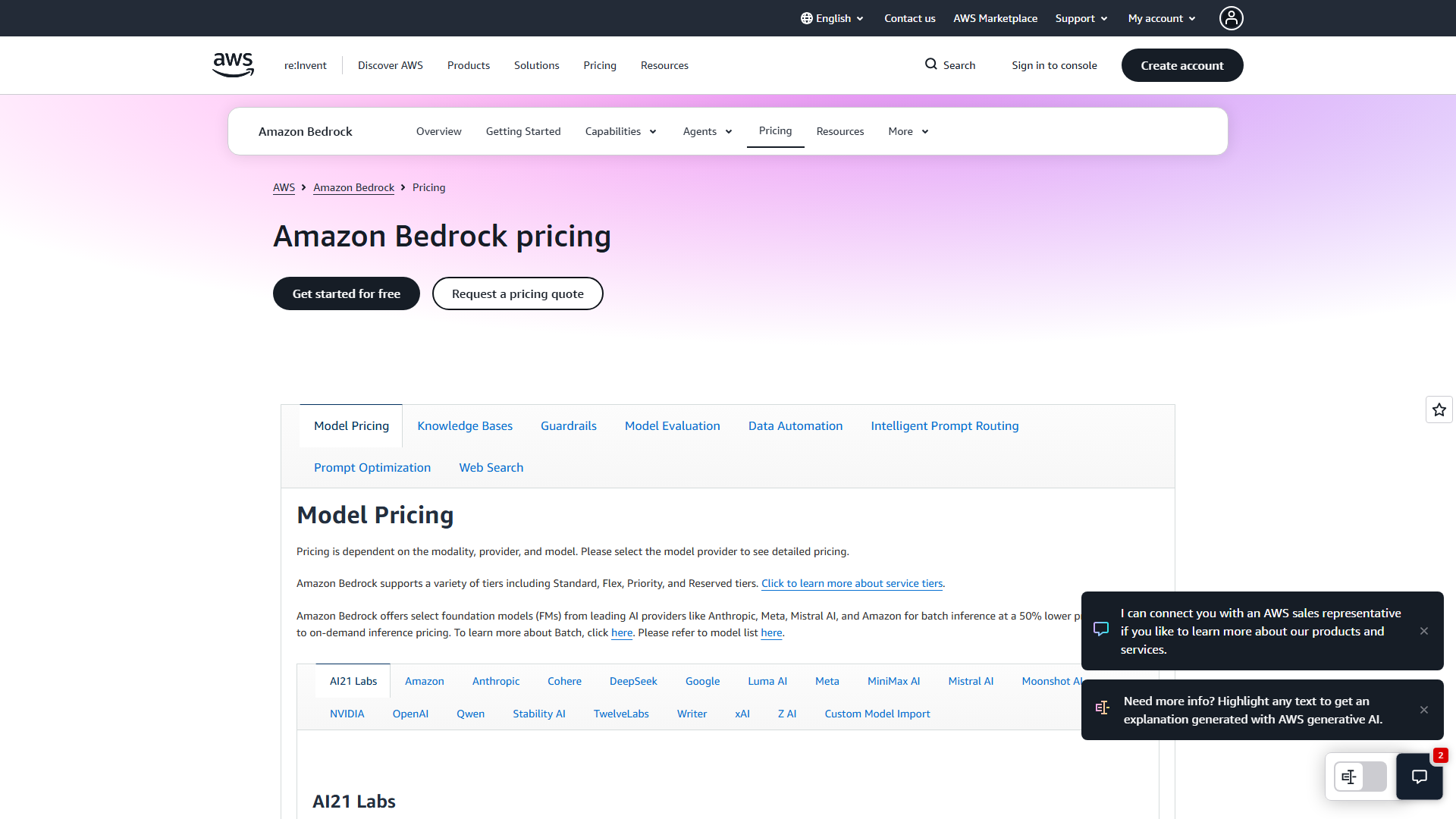 Pricing Plans Screenshot
