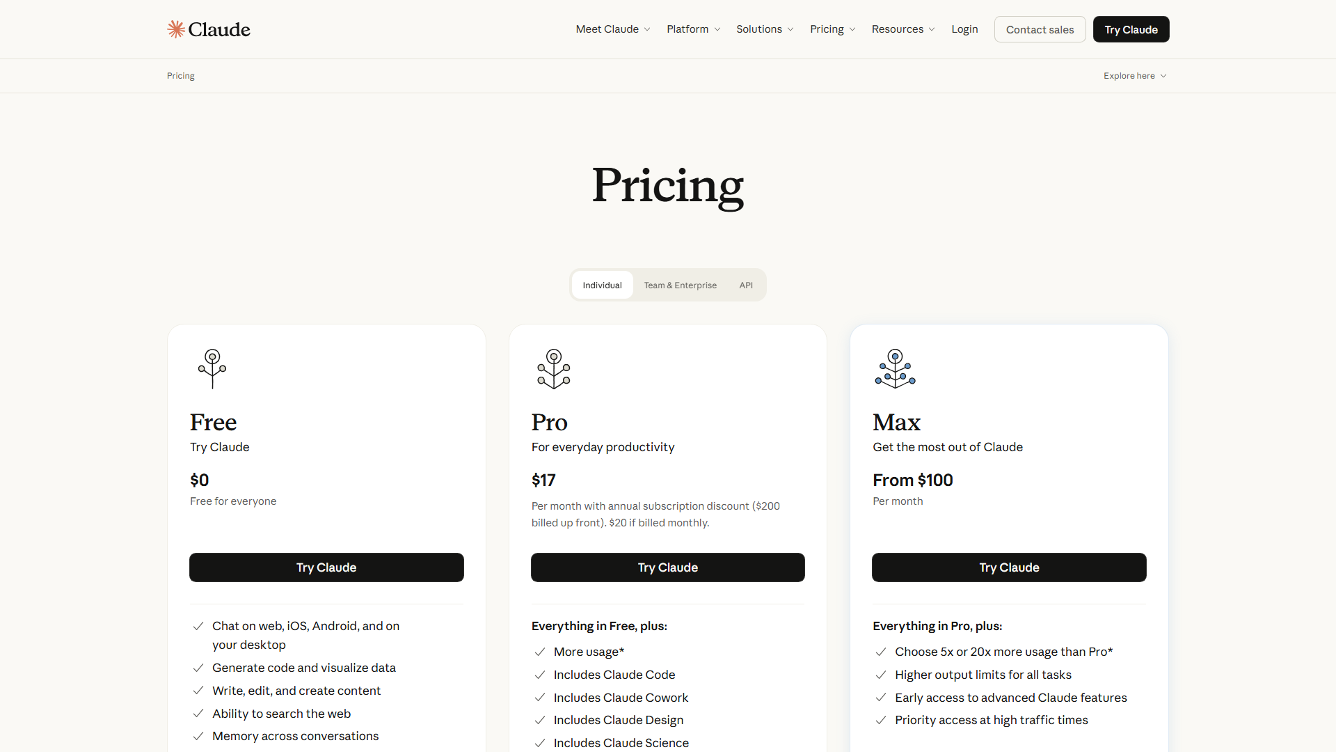 Pricing Plans Screenshot